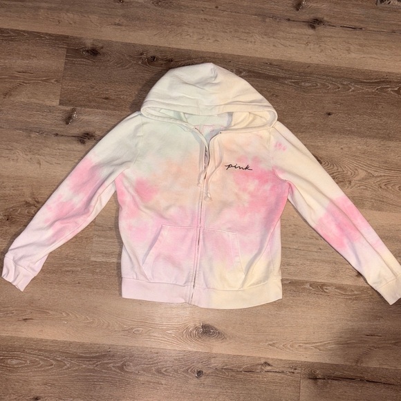 PINK Victoria's Secret Tie-Dye Hoodie - White and Pink - Picture 2 of 2